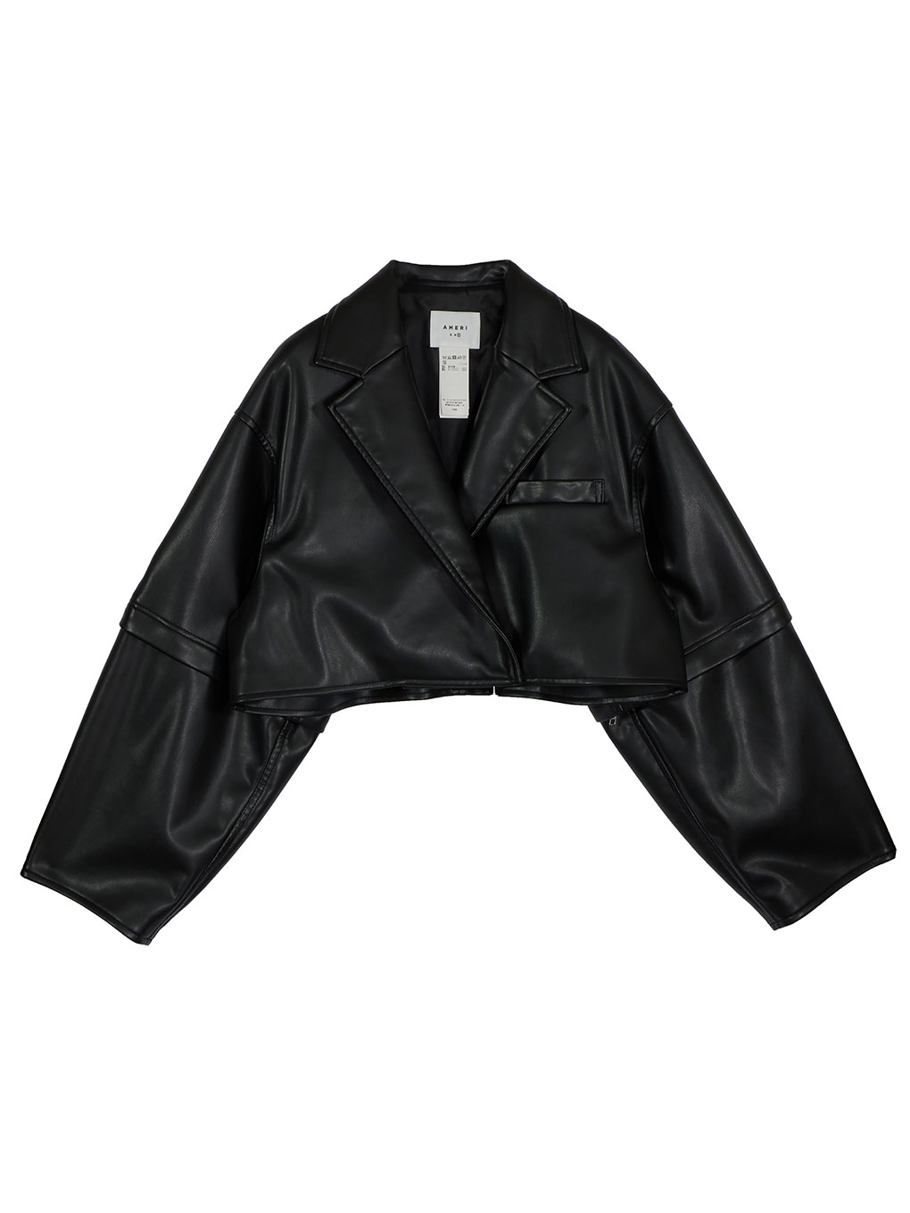 AMERI○ ROUND SHORT FAKE LEATHER JACKET - レザージャケット