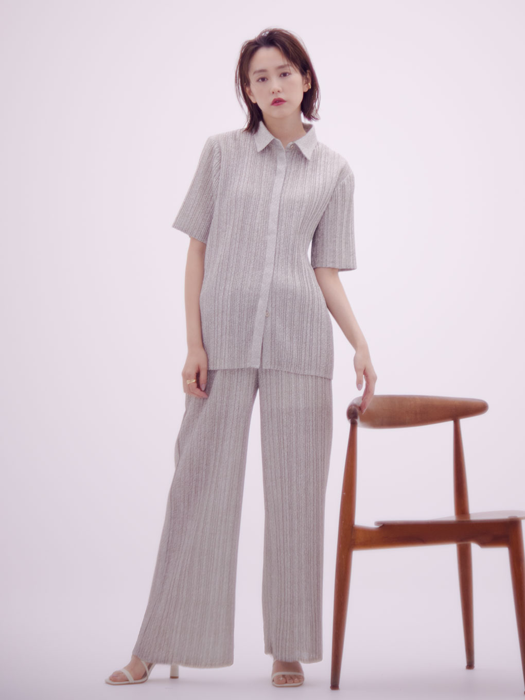 アメリ PLEATS MELON SHIRT PANTS コラボセットアップ www