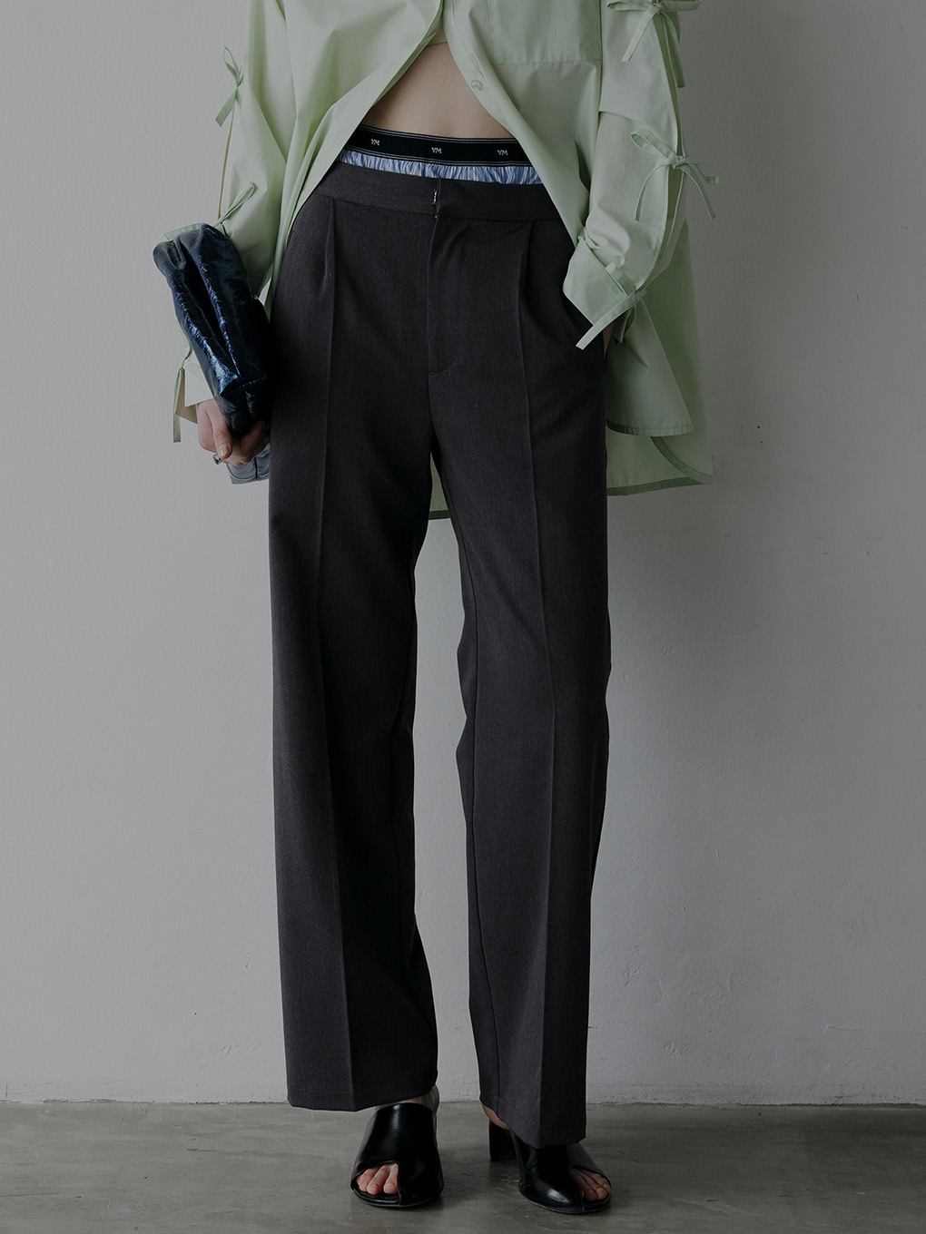 【定価¥39,600】Layered pants - BLACKレイヤードパンツ