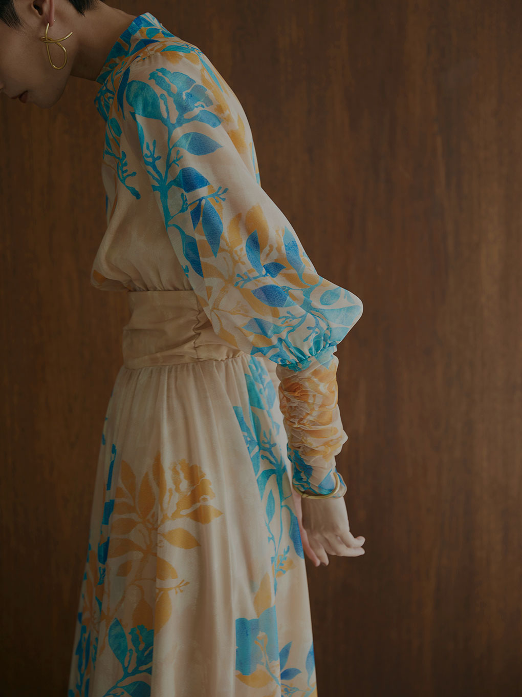 AMERI MEDI ROLLER ART CHIFFON DRESS ブルーS www.iabmixx-peru.com