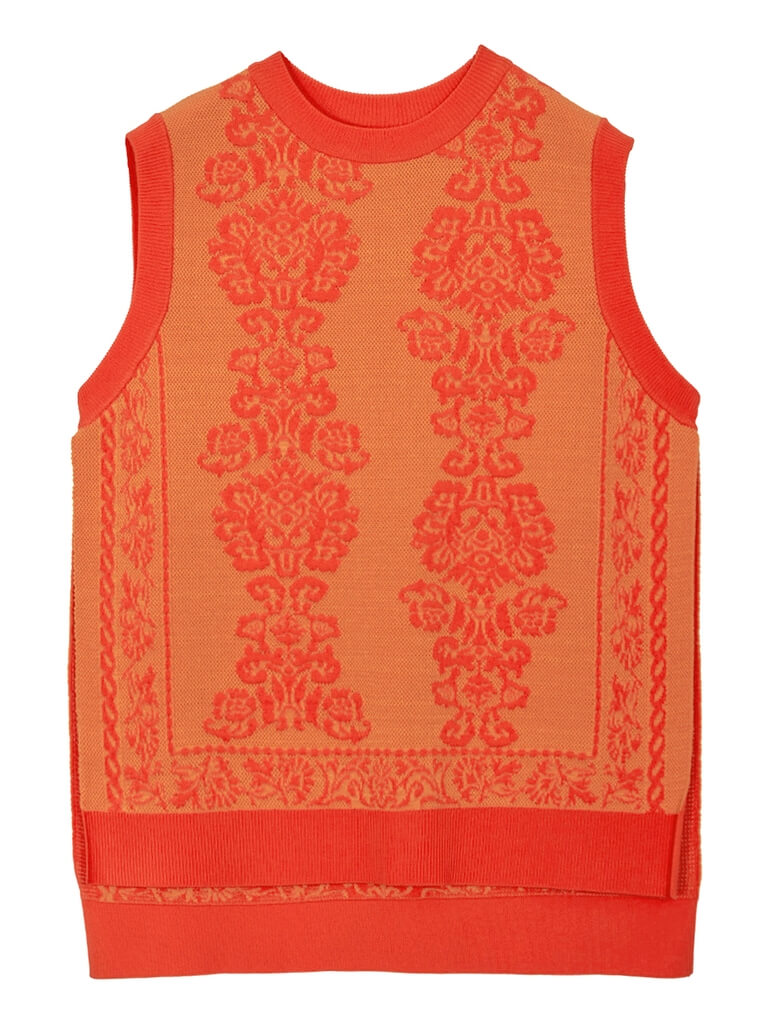 MEDI REVERSIBLE VINTAGE FLOWER KNIT VEST-