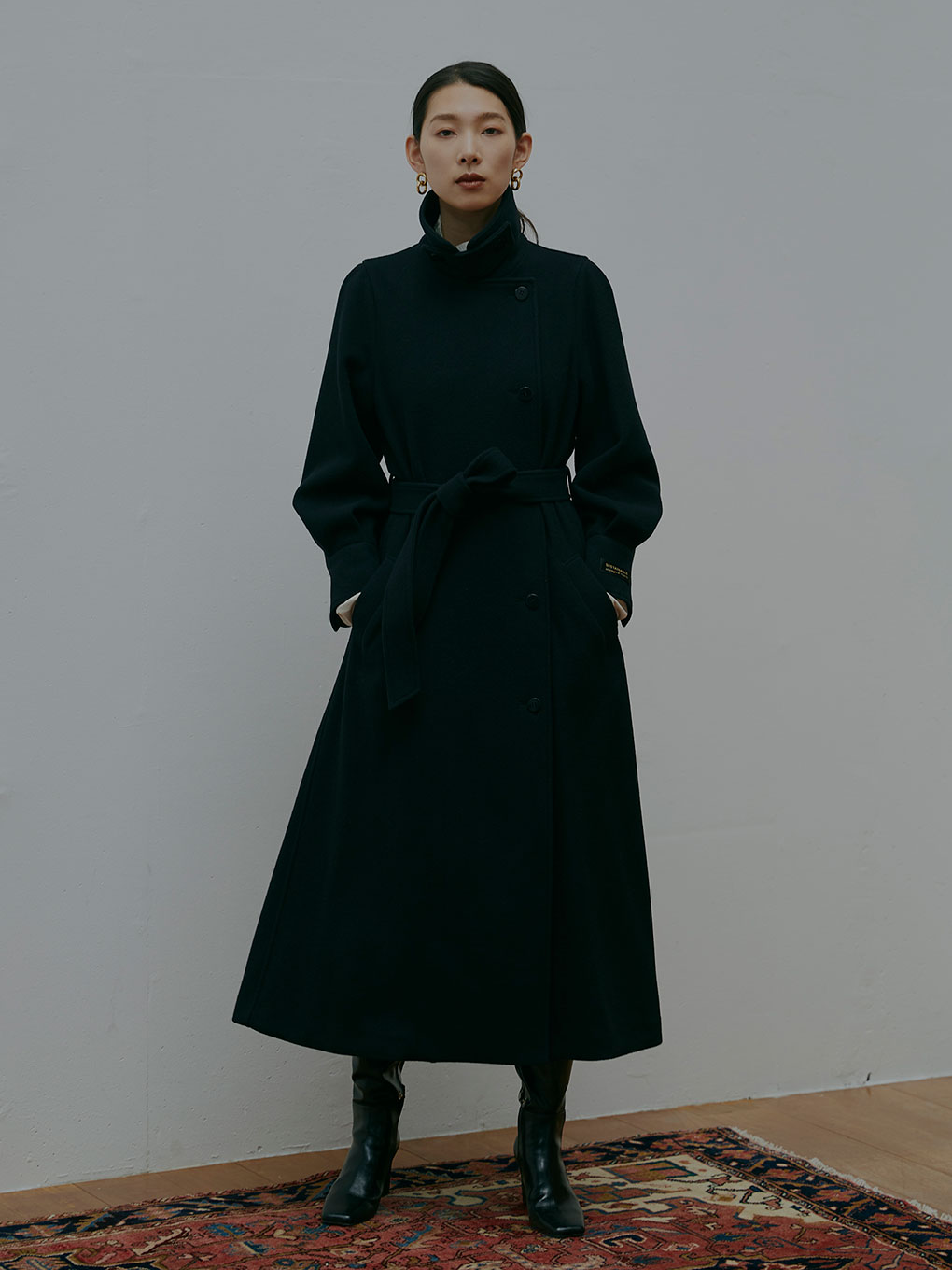 ameri poofy flare long coat