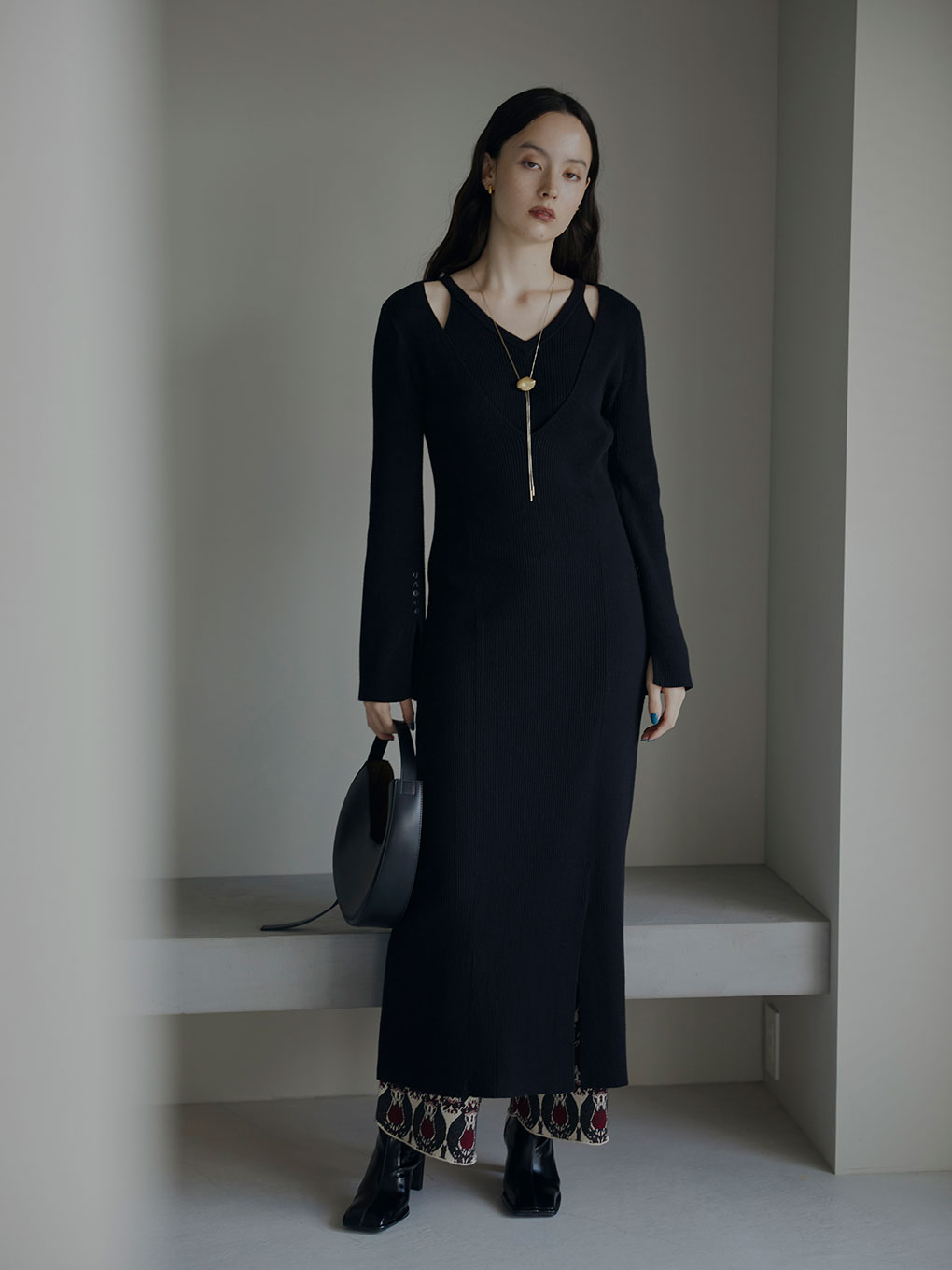 ヴィンテージ復刻 AMERI AMERICAN SLEEVE LAYERED KNIT DRESS