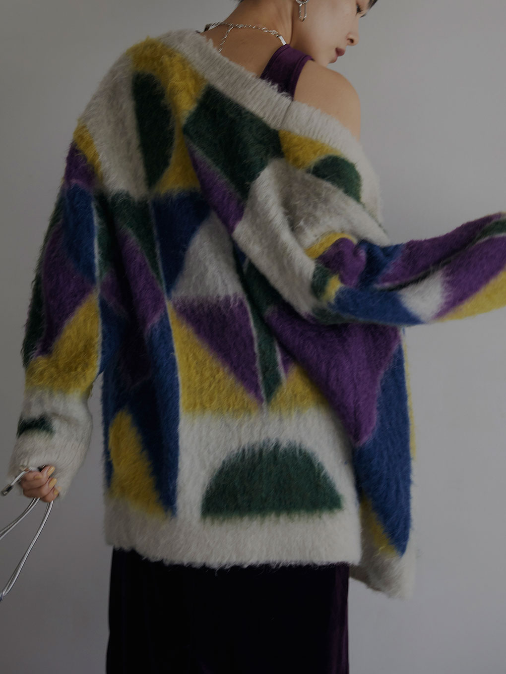 COLOR BLOCK OVER KNIT CARDIGAN