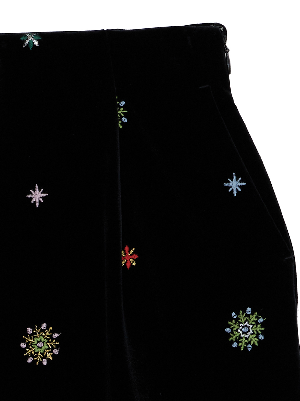 ブラックS AMERI GLITTER EMBROIDERY VELOUR SKIRT - ロングスカート