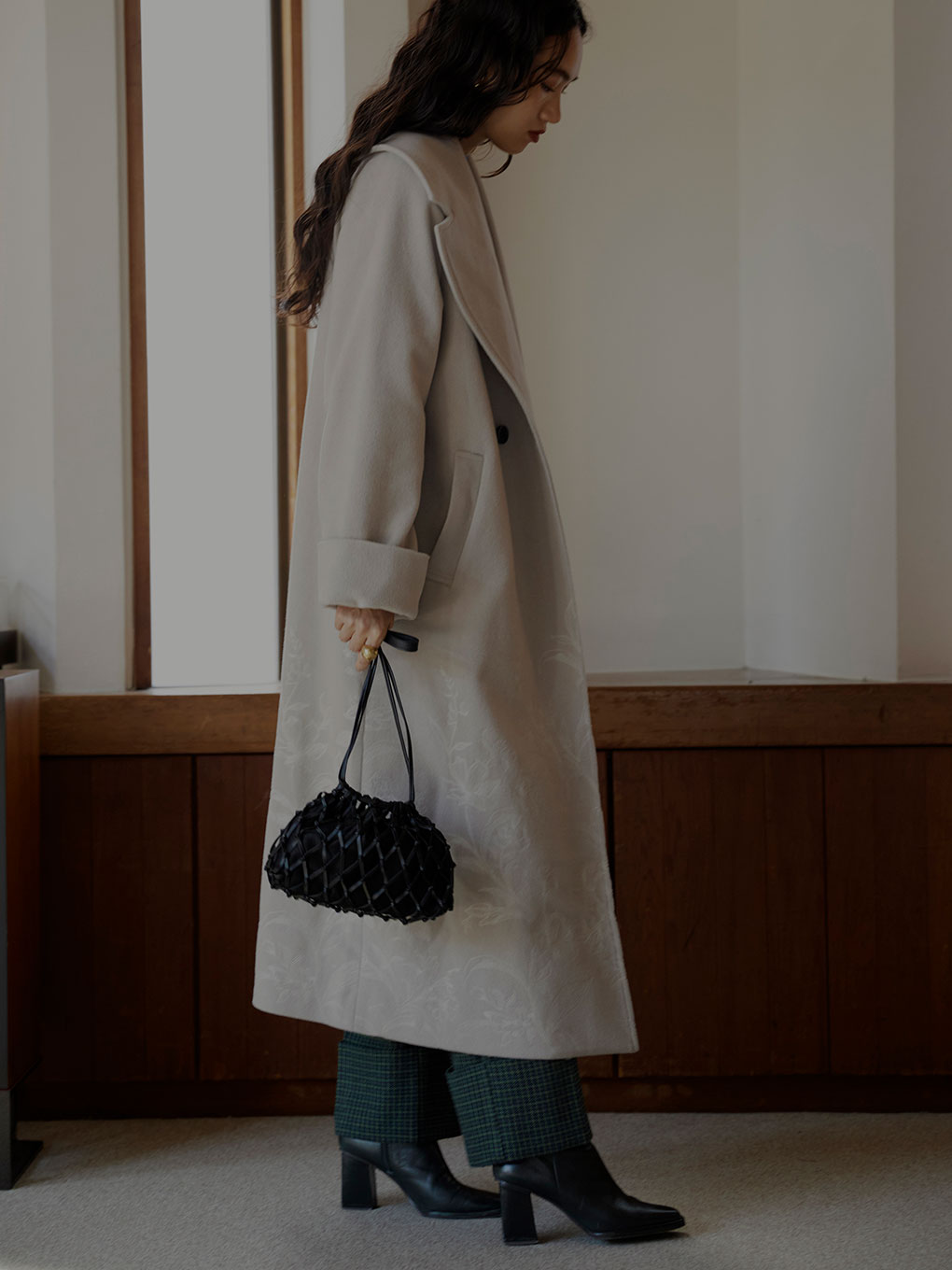 AMERI アメリ EMBROIDERY COLLAR COAT-