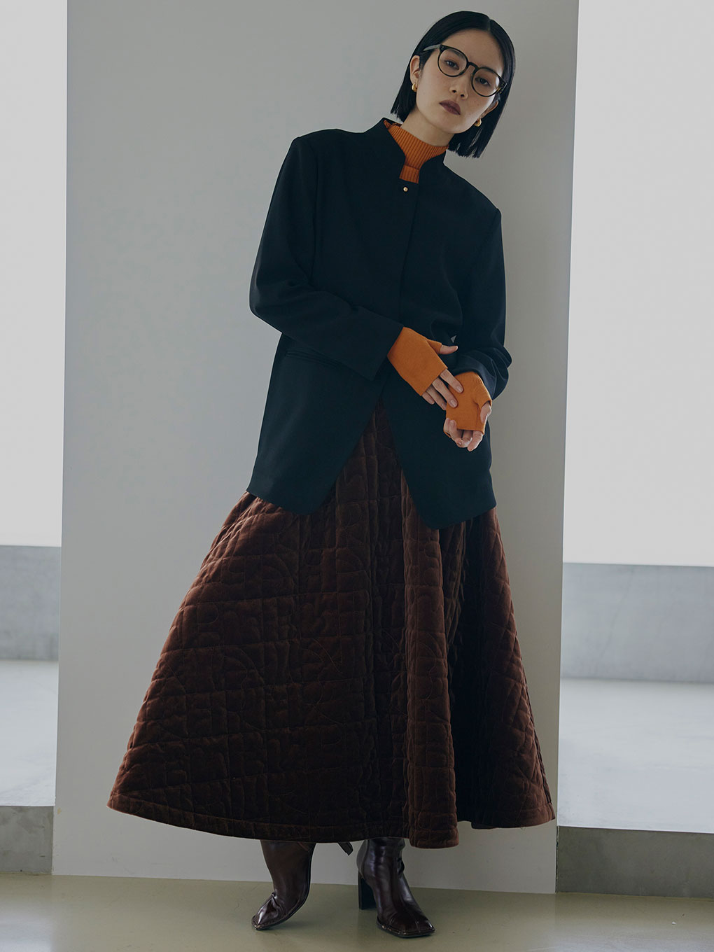 安い純正品』 UND MOTIF VELOUR QUILTING FLARE SKIRT www.m