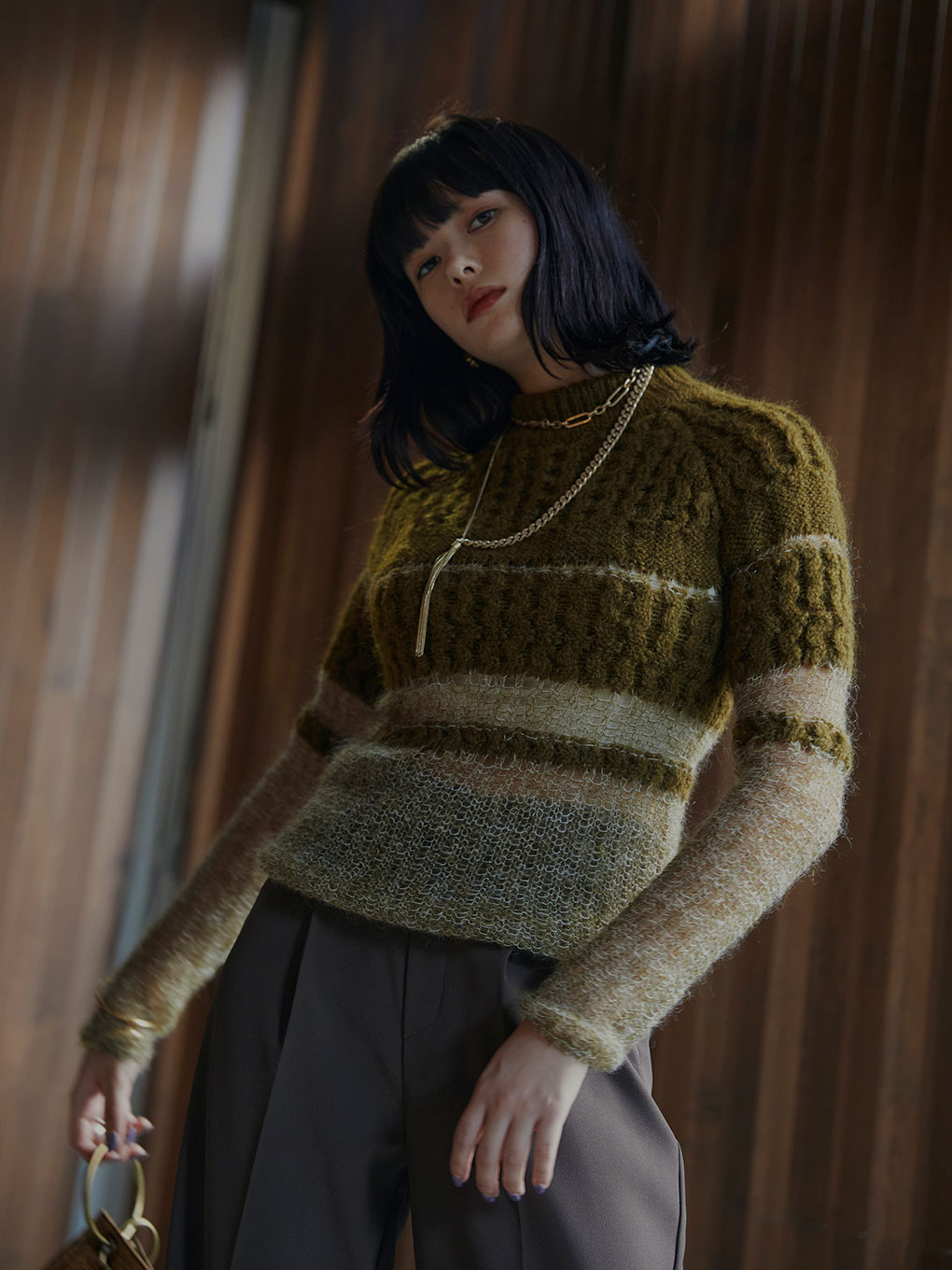 Ameri VINTAGE】BUMPY SHEER DOCKING KNIT - ニット/セーター