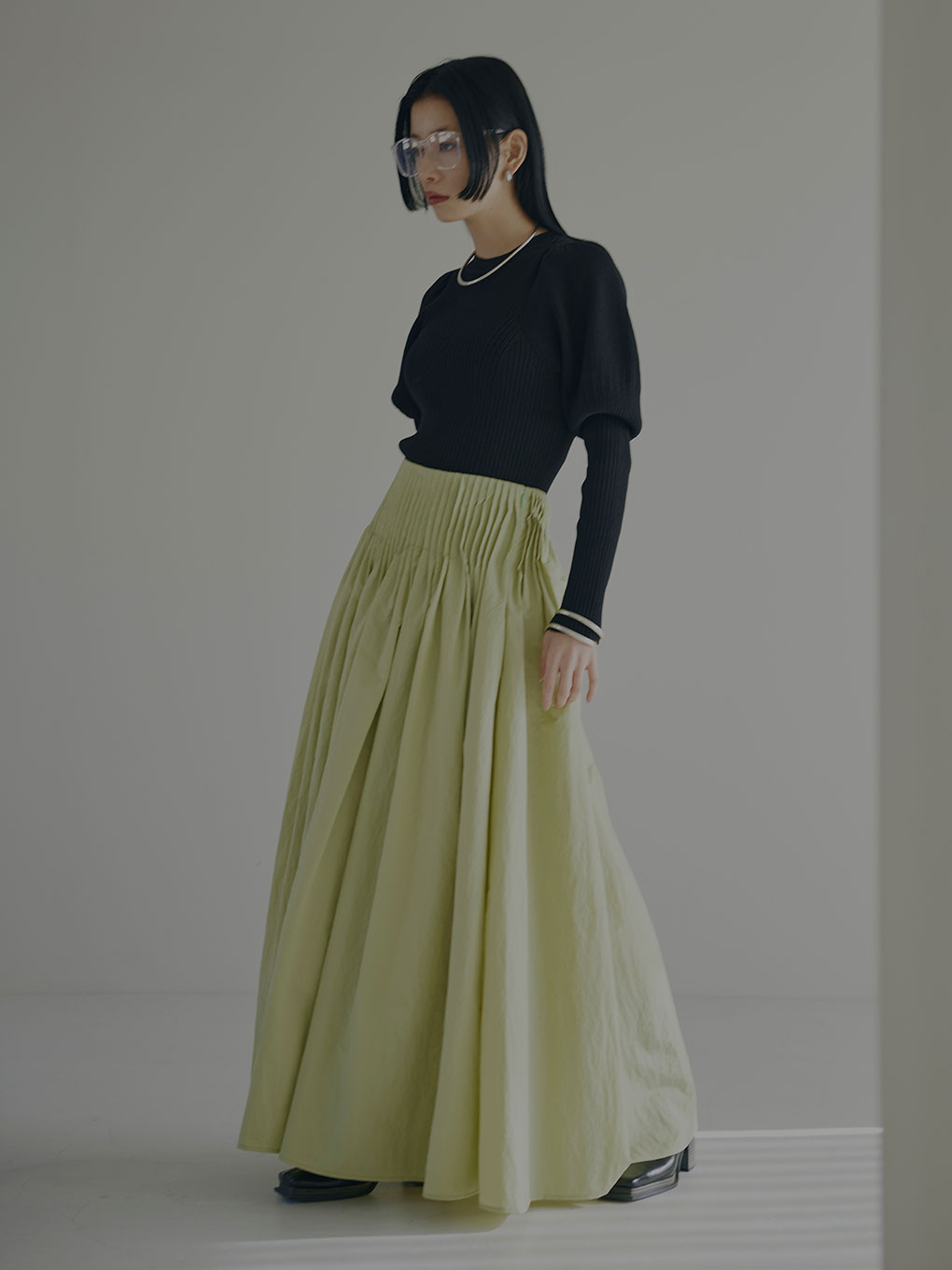 送料無料キャンペーン?】 Ameri VINTAGE JACQUARD TUCK VOLUME SKIRT