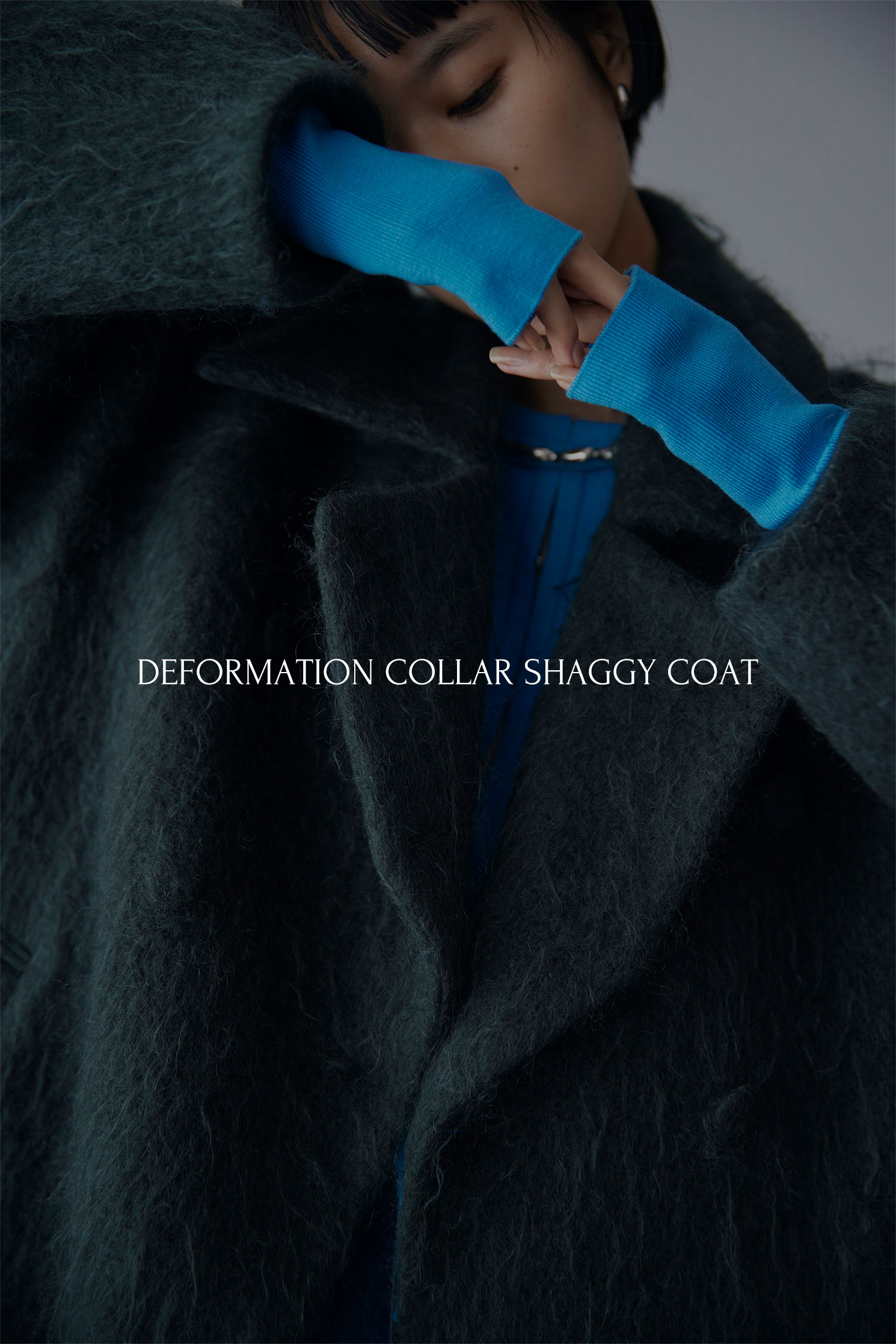 DEFORMATION COLLAR SHAGGY COAT